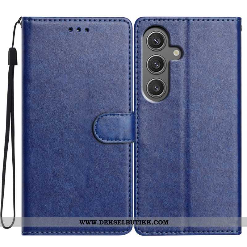 Folio Deksel Til Samsung Galaxy S25 5g Ensfarget Kunstskinn
