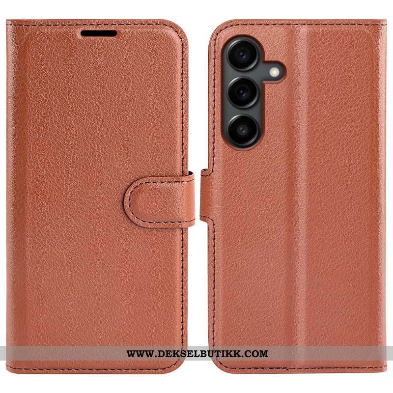 Folio Deksel Til Samsung Galaxy S25 Fe Litchi-imitasjonsskinn