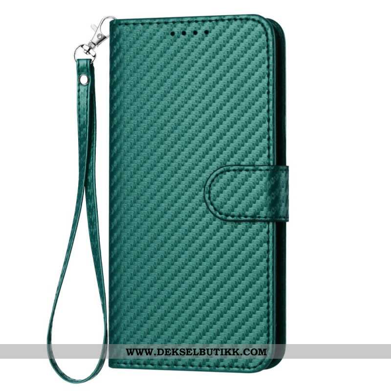 Folio Deksel Til Samsung Galaxy S25 Plus 5g Karbonfiber Med Stropp