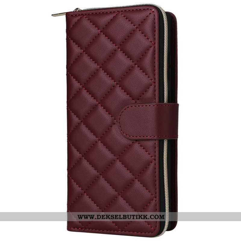 Folio Deksel Til Samsung Galaxy S25 Ultra 5g Vattert Lommebok Med Stropp Og Skulderstropp