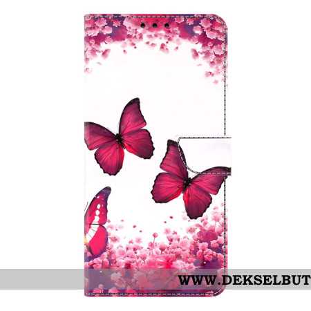 Folio Deksel Til Samsung Galaxy S26 Plus Røde Sommerfugler
