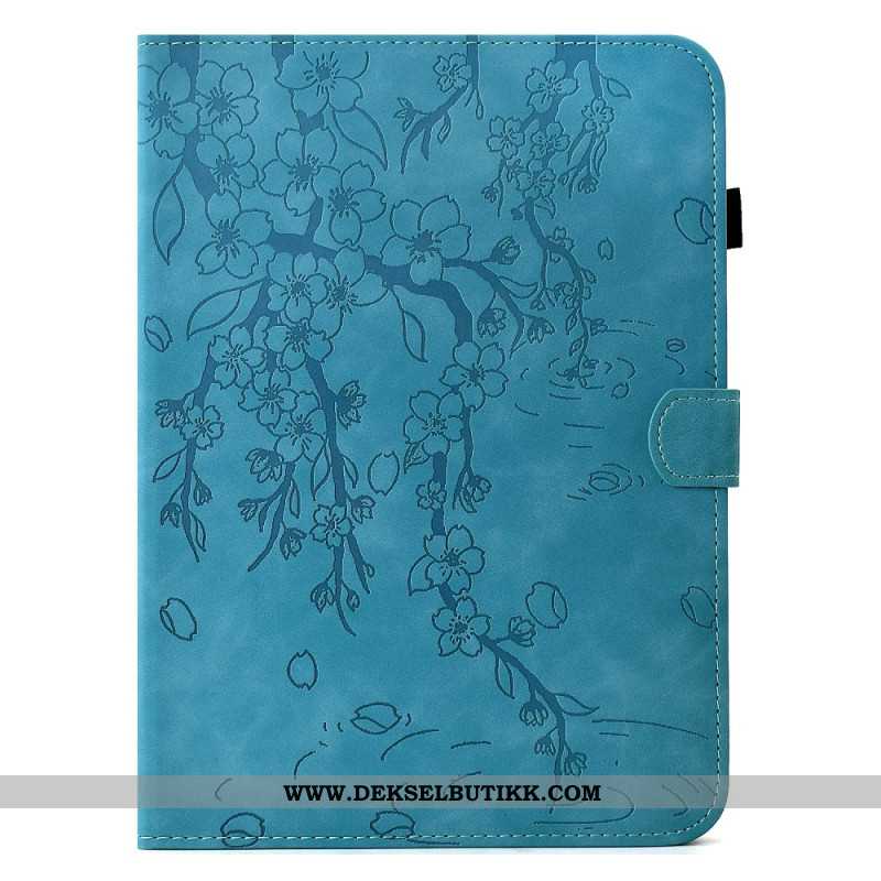 Folio Deksel Til Samsung Galaxy Tab S11 Blomstermønster I Semsket Skinn