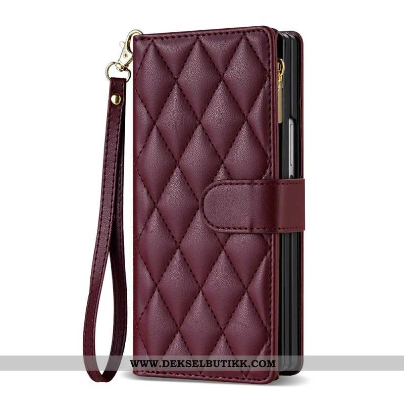 Folio Deksel Til Samsung Galaxy Z Fold 7 Polstret Med Skulderstropp Og Snor