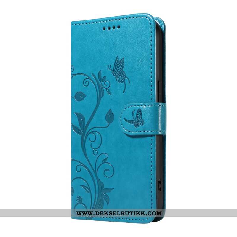 Folio Deksel Til Xiaomi 15 Pro Blomster- Og Sommerfuglmønster