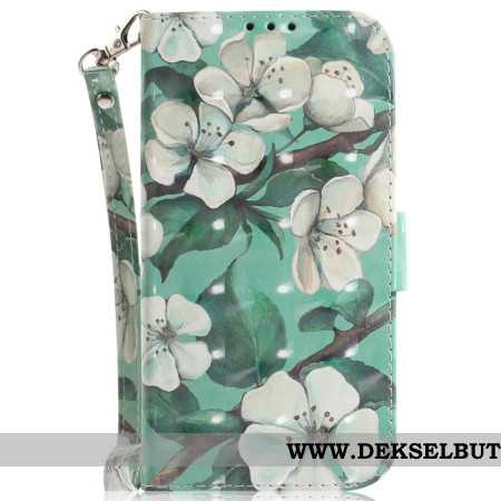 Folio Deksel Til Xiaomi 15 Pro Hvit Blomsterreim