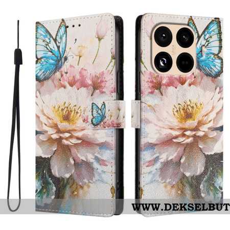 Folio Deksel Til Xiaomi 15t Pro Blomst Og Sommerfugl