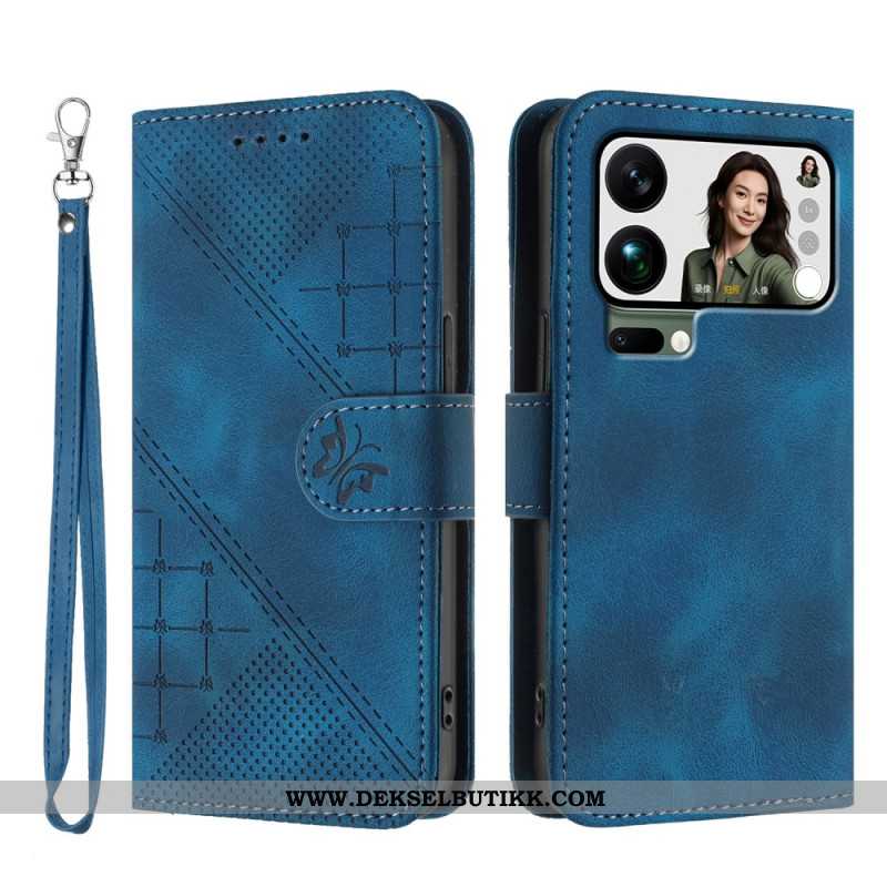 Folio Deksel Til Xiaomi 17 Pro Max Sommerfugl- Og Geometrisk Design