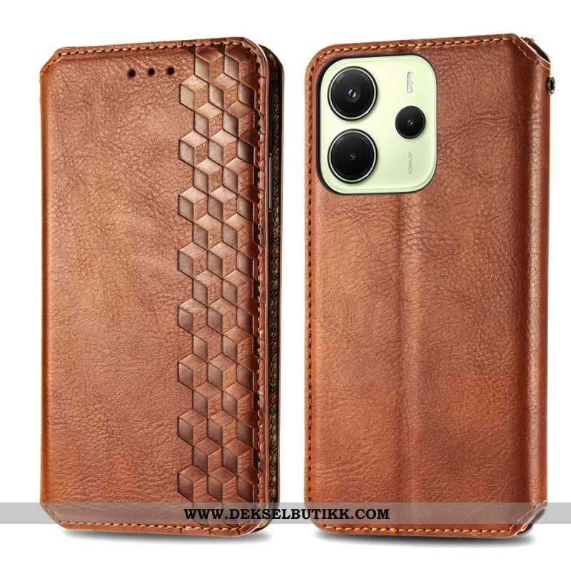 Folio Deksel Til Xiaomi Redmi Note 14 4g Vintage Skinneffekt Med Diamantmønster