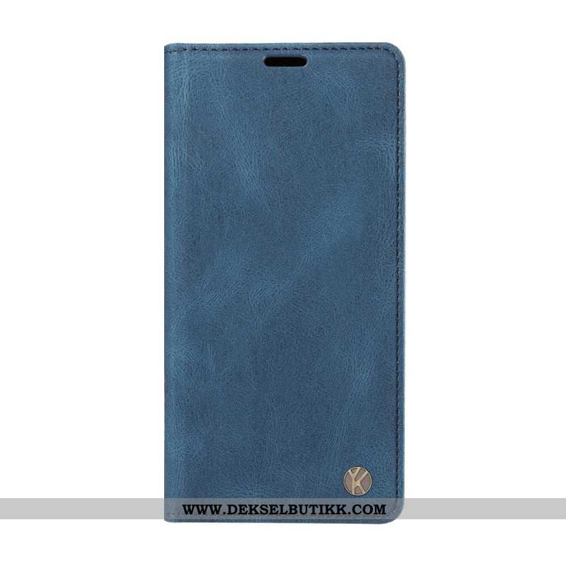 Folio Deksel Til Xiaomi Redmi Note 14 4g Ykatu Brun Semsket Skinneffekt