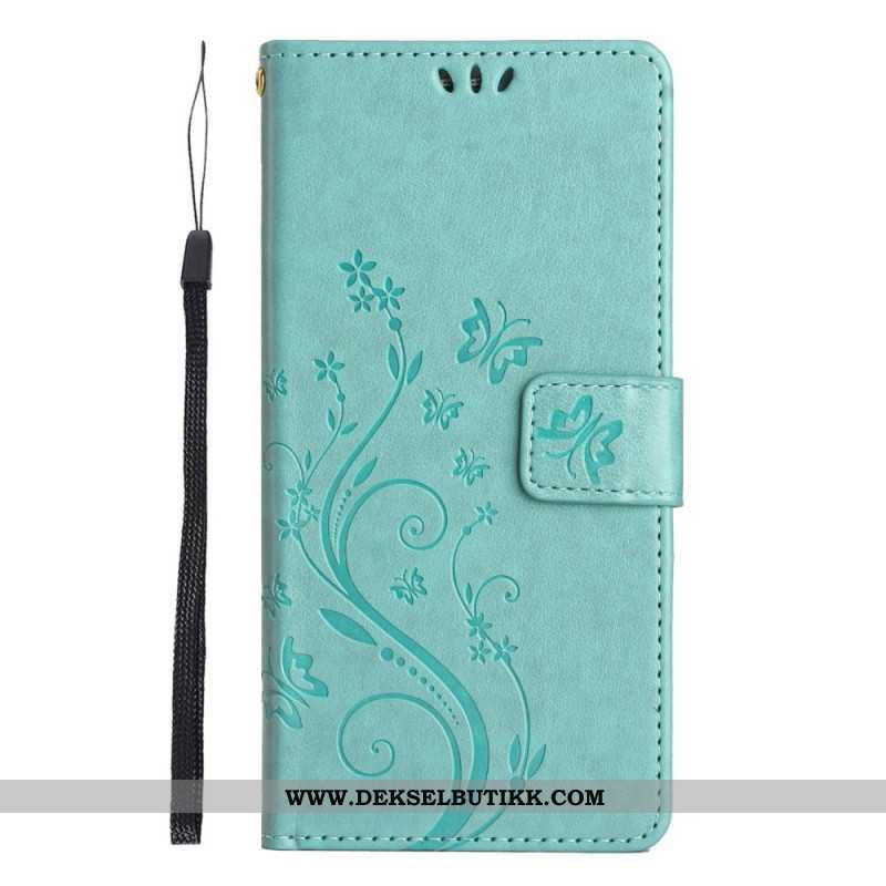 Folio Deksel Til Xiaomi Redmi Note 14 5g Blomster Og Sommerfugler