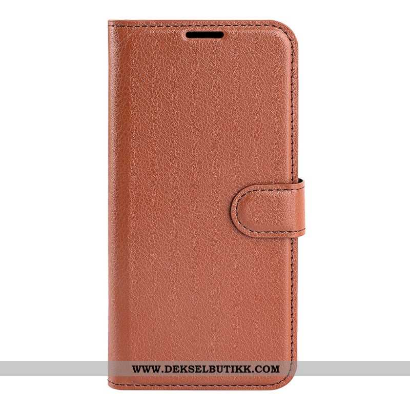 Folio Deksel Til Xiaomi Redmi Note 14 5g Klassisk Litchi-imitasjonsskinn