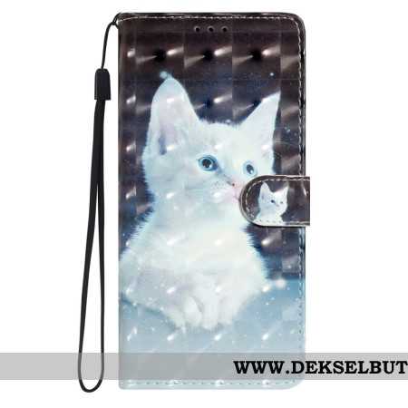 Folio Deksel Til Xiaomi Redmi Note 14 Pro Plus 5g Hvit 3d-katt