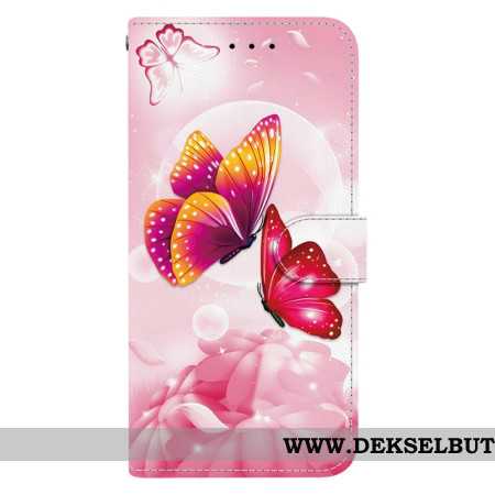 Folio Deksel Til Xiaomi Redmi Note 15 5g Rosa Sommerfugler