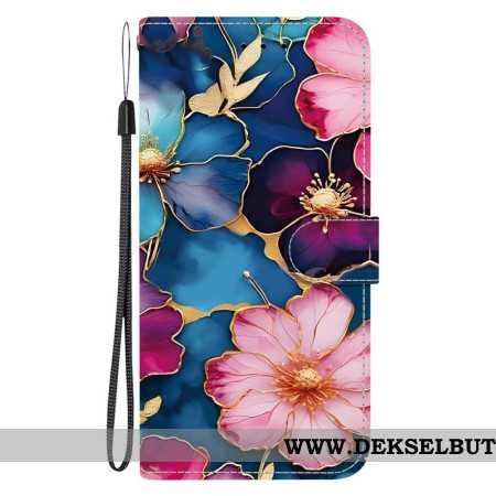 Folio Deksel Til Xiaomi Redmi Note 15 Pro 5g Blå Og Gullblomster