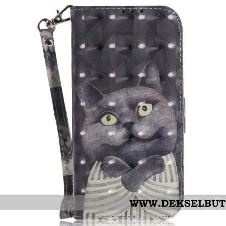 Folio Deksel Til Xiaomi Redmi Note 15 Pro 5g Grå Katt Med Stropper