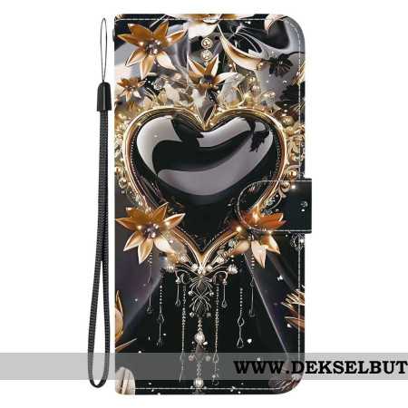 Folio Deksel Til Xiaomi Redmi Note 15 Pro 5g Svart Og Gullhjerte
