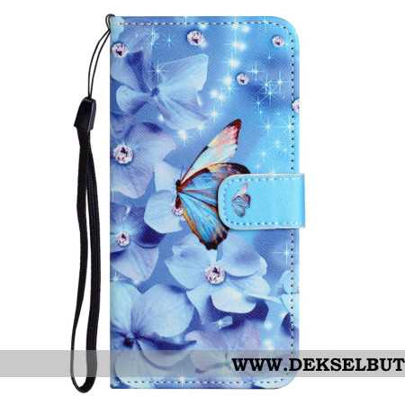 Folio Deksel Til Xiaomi Redmi Note 15 Pro Plus 5g Blomster Og Blå Sommerfugler