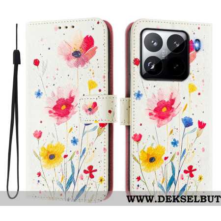 Folio Deksel Xiaomi 15 Pro Blomstermønster