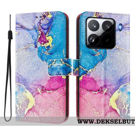 Folio Deksel Xiaomi 15 Pro Fargerik Marmor Beskyttelse Deksel