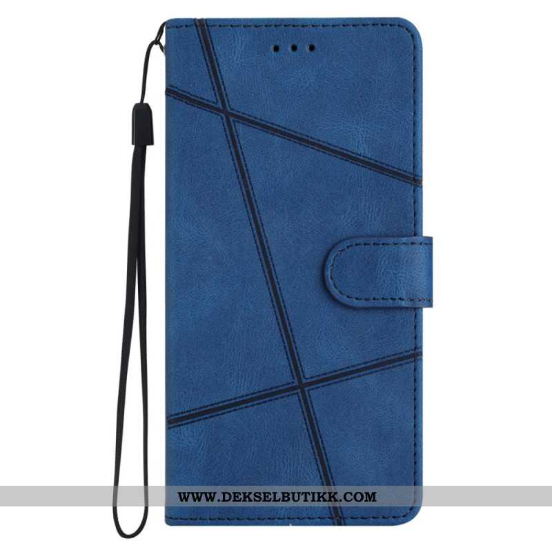 Folio Deksel Xiaomi 15 Pro Linjer Og Striper Med Stropp Beskyttelse Deksel