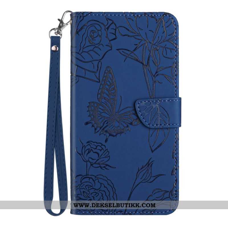 Folio Deksel Xiaomi 15 Pro Rem Med Sommerfugltrykk Beskyttelse Deksel