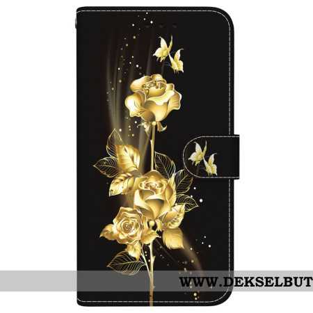 Folio Deksel Xiaomi 15 Ultra Gyldne Roser Og Sommerfugler