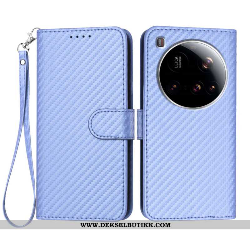 Folio Deksel Xiaomi 15 Ultra Teksturert Karbonfiber Beskyttelse Deksel