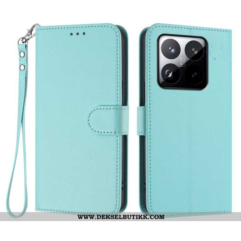 Folio Deksel Xiaomi 15t Ensfarget Med Stropp