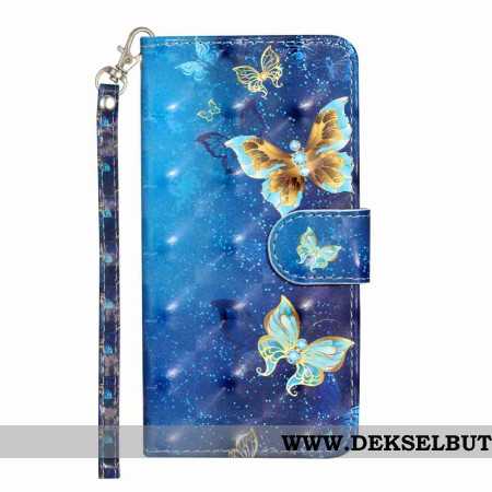 Folio Deksel Xiaomi 15t Pro Blå Og Gullfargede Sommerfugler