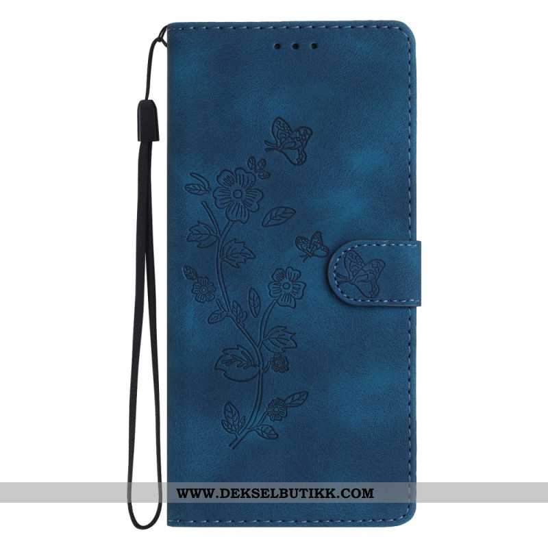 Folio Deksel Xiaomi 17 Pro Blomstermønster I Semsket Skinneffekt