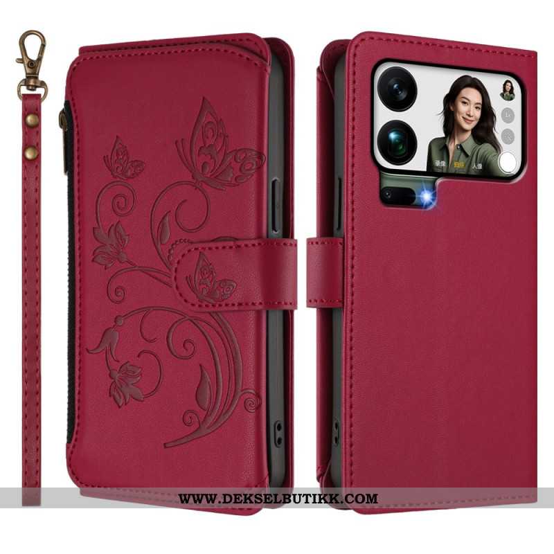 Folio Deksel Xiaomi 17 Pro Max Blomsterlommebok Beskyttelse Deksel