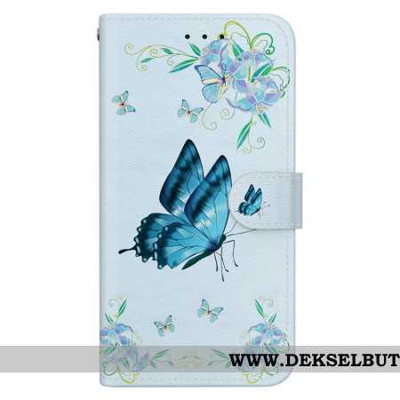 Folio Deksel Xiaomi Redmi Note 14 5g Blå Sommerfugler