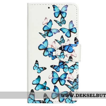 Folio Deksel Xiaomi Redmi Note 14 Pro 4g Blå Sommerfugler
