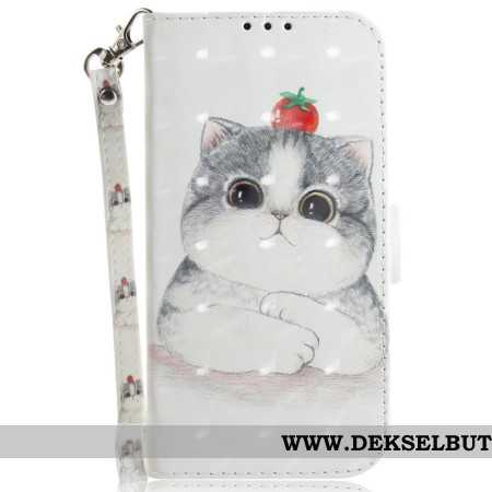 Folio Deksel Xiaomi Redmi Note 14s Katt Og Jordbær Snor