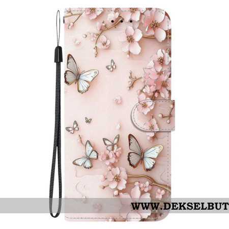 Folio Deksel Xiaomi Redmi Note 15 5g Rosa Sommerfugler
