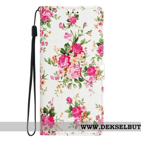 Folio Deksel Xiaomi Redmi Note 15 5g Røde Blomster