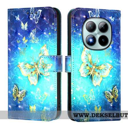Folio Deksel Xiaomi Redmi Note 15 Pro Plus 5g Gullsommerfugler