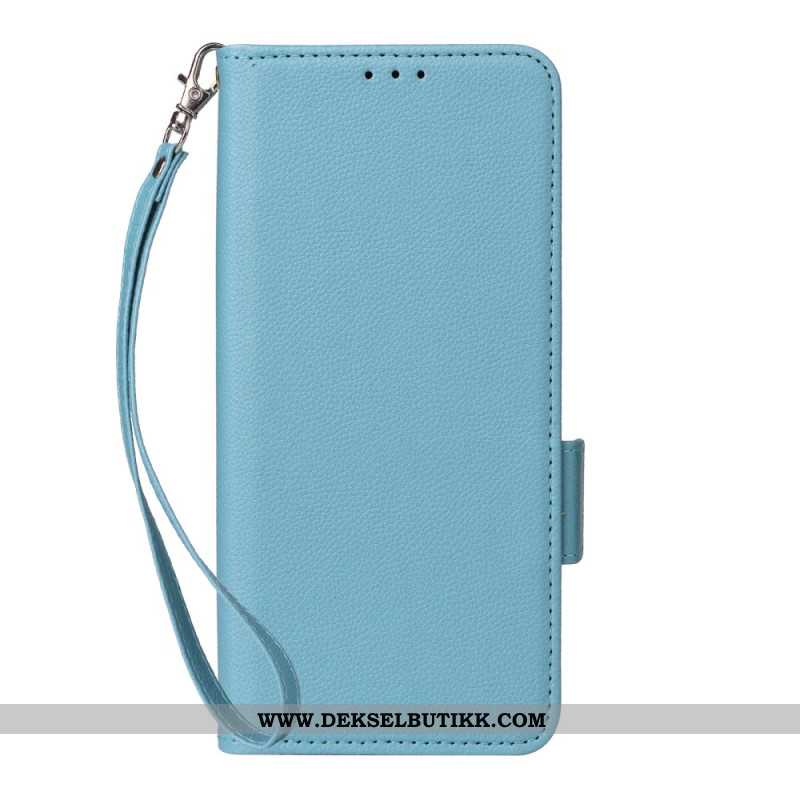 Folio Deksel Xiaomi Redmi Note 15 Pro Plus 5g Litchi-imitasjonsskinn Med Stropp Beskyttelse Deksel