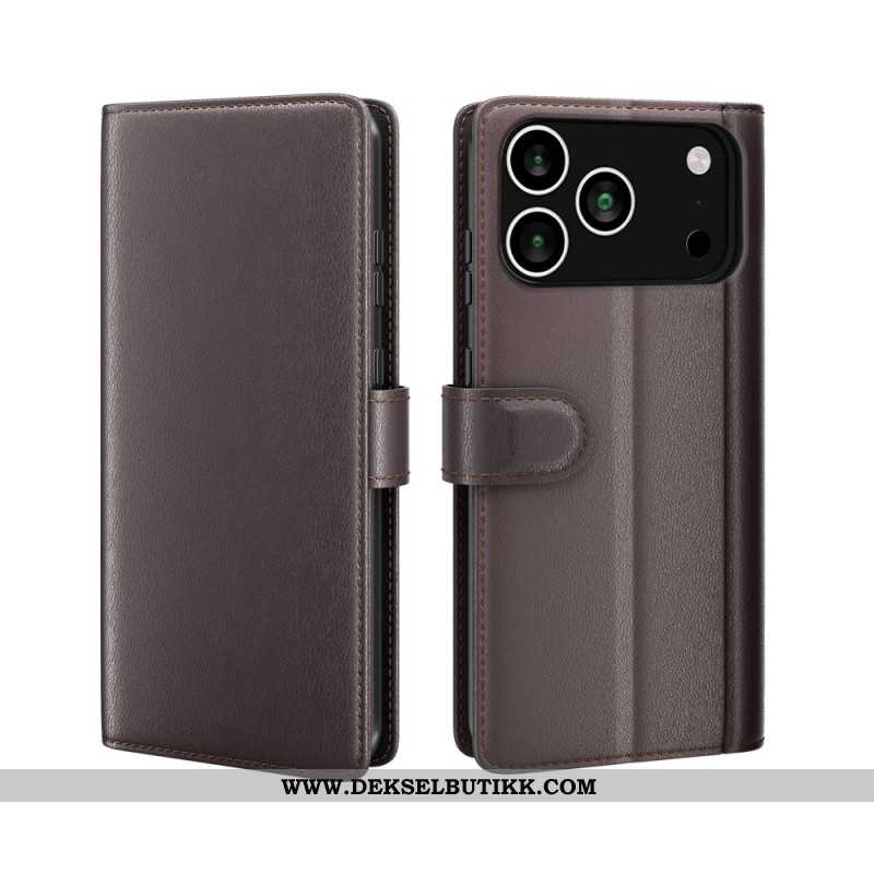 Folio Deksel iPhone 17 Pro Lommebok I Ekte Skinn Beskyttelse Deksel