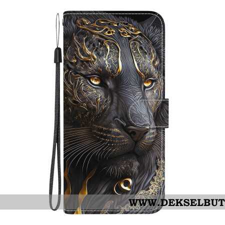 Lederhüllen Samsung Galaxy A17 4g / 5g Gold-schwarzer Löwe