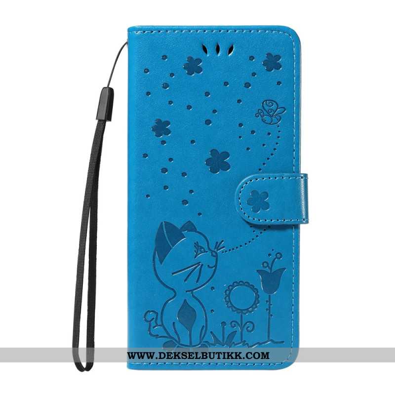 Lærdeksel Folio Deksel Huawei Pura 80 Pro Mobildeksel Katt Og Bie