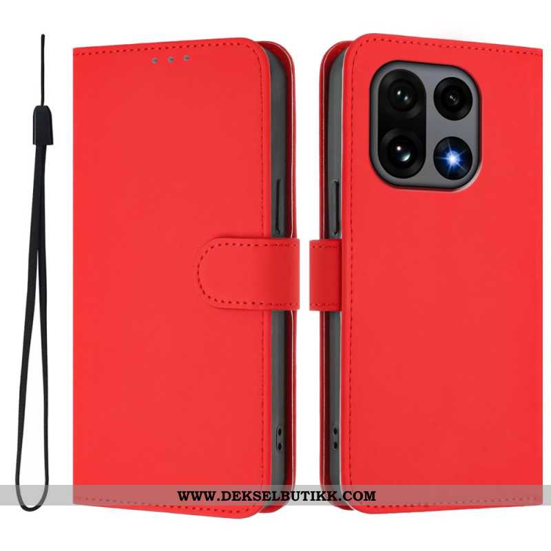 Lærdeksel Folio Deksel Oneplus 15 Mobildeksel Ensfarget