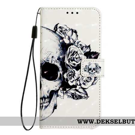 Lærdeksel Folio Deksel Oneplus Nord 4 Mobildeksel Blomsterhodeskalle