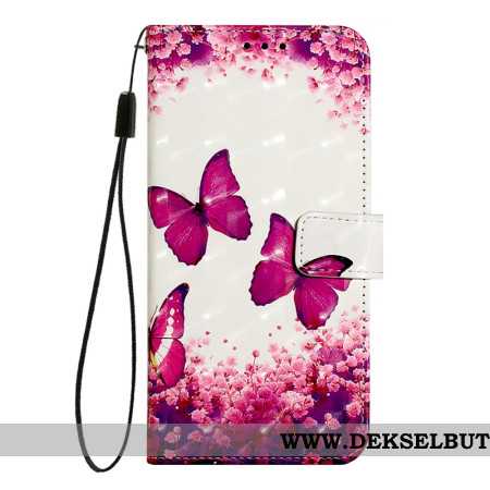 Lærdeksel Folio Deksel Oneplus Nord 4 Mobildeksel Røde Sommerfugler