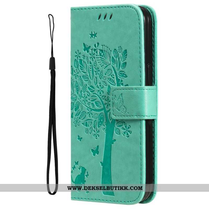 Lærdeksel Folio Deksel Oneplus Nord 4 Mobildeksel Tre Og Katt