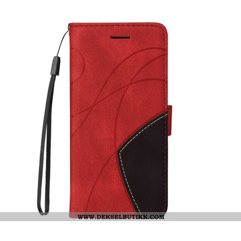 Lærdeksel Folio Deksel Oppo Reno 13 5g Mobildeksel Tofargede Bølgete Linjer