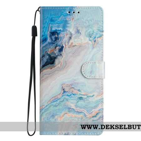 Lærdeksel Folio Deksel Oppo Reno 14 5g Mobildeksel Blå Marmor