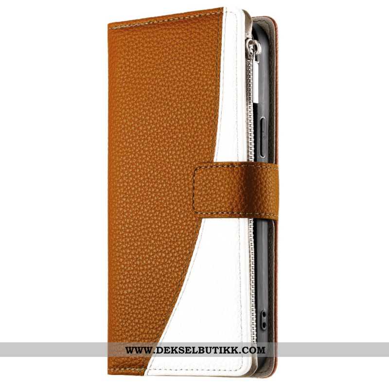 Lærdeksel Folio Deksel Samsung Galaxy A17 4g / 5g Mobildeksel Lommebok Med Glidelås Og Stropper