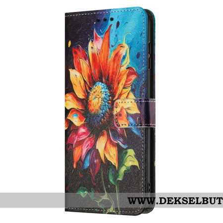 Lærdeksel Folio Deksel Samsung Galaxy A17 4g / 5g Mobildeksel Solsikkemønster