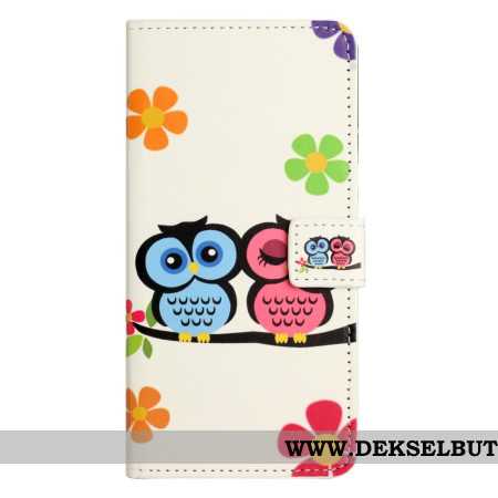 Lærdeksel Folio Deksel Samsung Galaxy A17 4g / 5g Mobildeksel Uglepar
